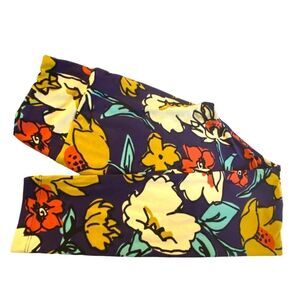 1455 LuLaRoe Leggings Size OS Cream Purple Giant Flower Print New